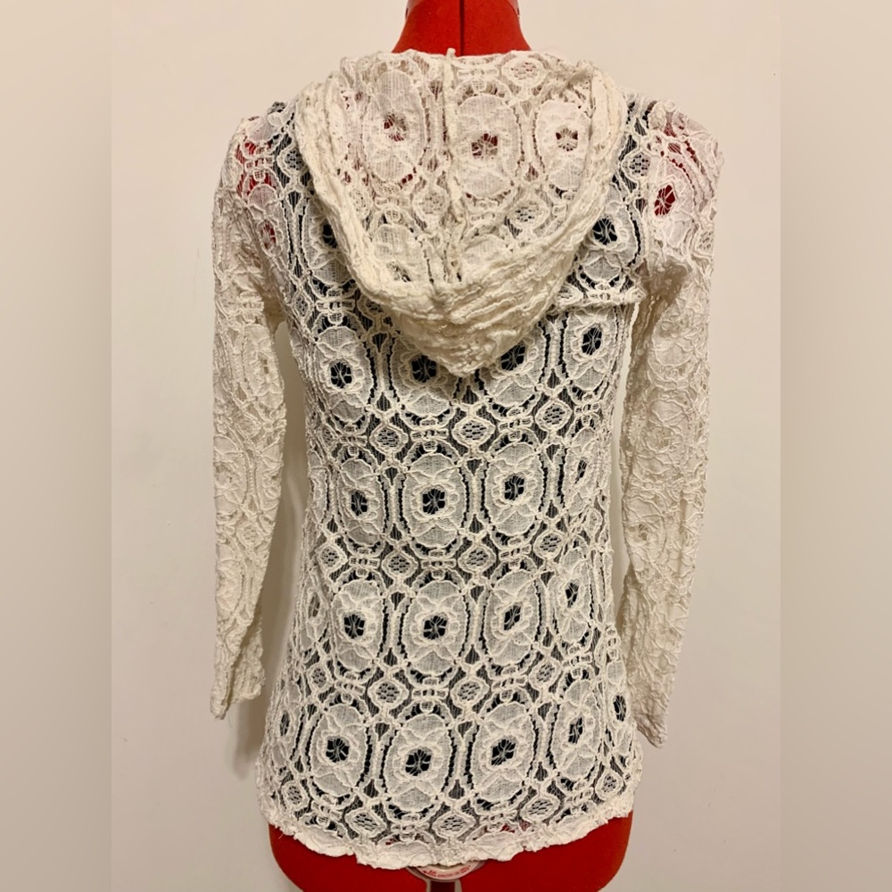Belldini Boho Hooded Lace Cardigan